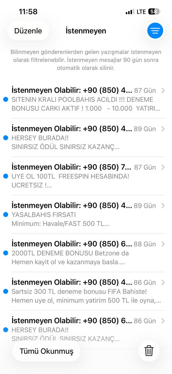 Bu sms bombing de aynı kişi için şikayeti olan, başka bir davacı madura yapılan saldırı. Tüm yasal şikayetçilere düzenli olarak taciz ve mobing amaçlı sms bombing yapılmaktadır✔️