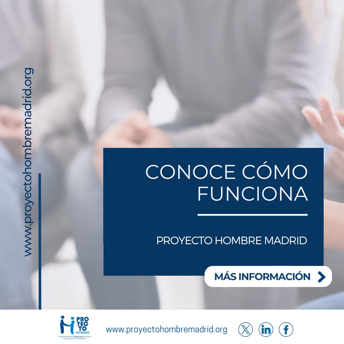 En Proyecto Hombre Madrid llevamos más de 40 años ofreciendo respuesta asistencial a quienes tienen como objetivo superar una adicción y/o resolver cualquier aspecto relacionado con su salud mental. 

Pero, ¿sabes cómo funciona?  
🔗 bit.ly/3SCPujl

📞 915420271