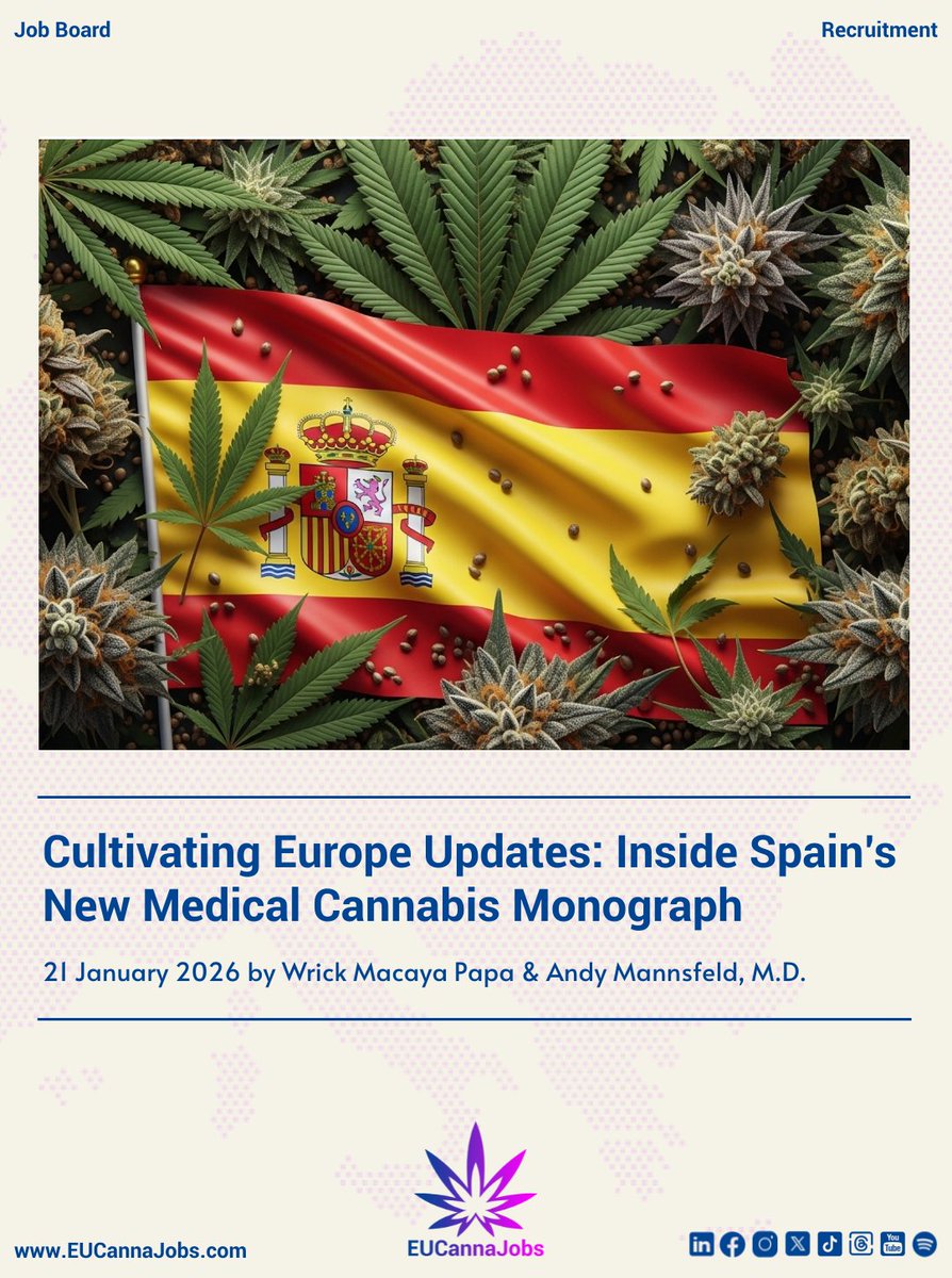 eucannajobs's tweet photo. Spain has finally defined how medical cannabis can be prescribed, but under one of Europe’s most restrictive frameworks.

👉 Read the full breakdown: https://t.co/oWHn9YNcAk

How would you improve Spain’s medical cannabis framework if you could? https://t.co/3eENttsINC