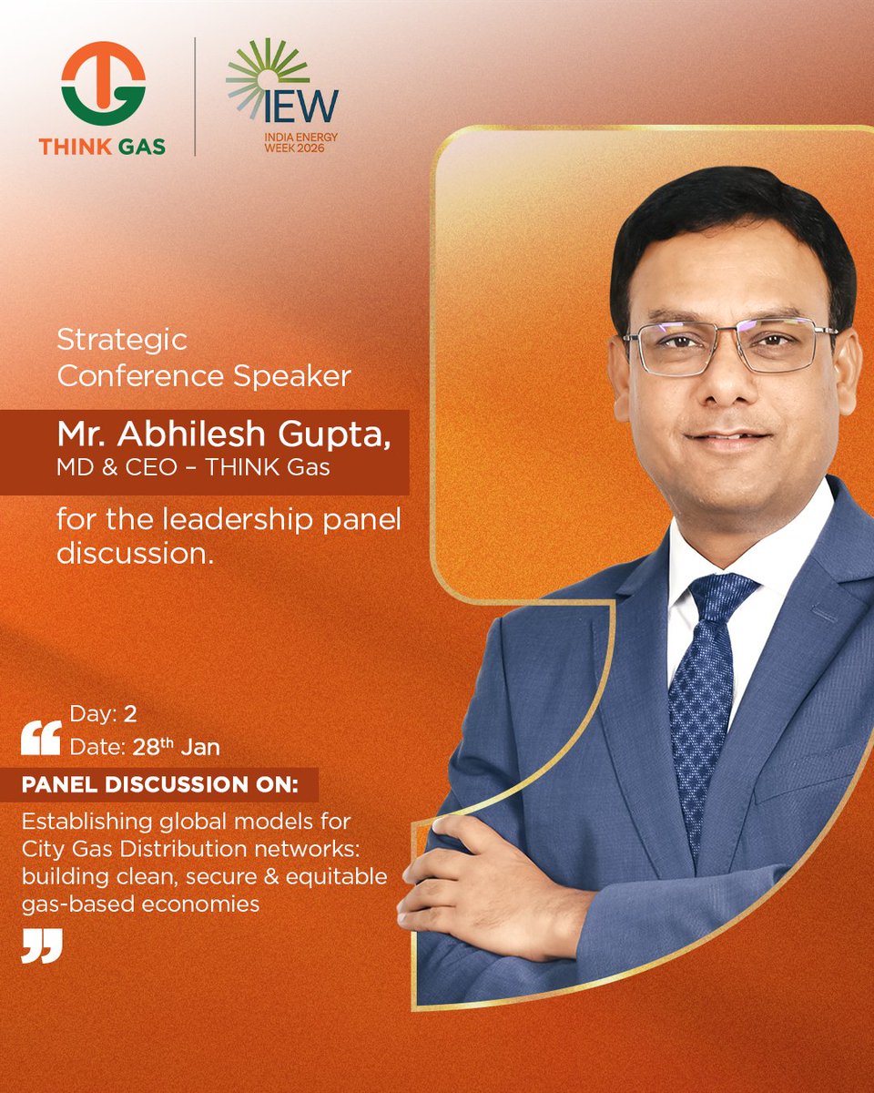 We’re pleased to announce that our MD &amp; CEO, Mr Abhilesh Gupta, will be participating in a panel discussion at Indian Energy Week 2026 on Day 2. The session will focus on key perspectives shaping the future of India’s energy landscape. We look forward to an insightful exchange of
