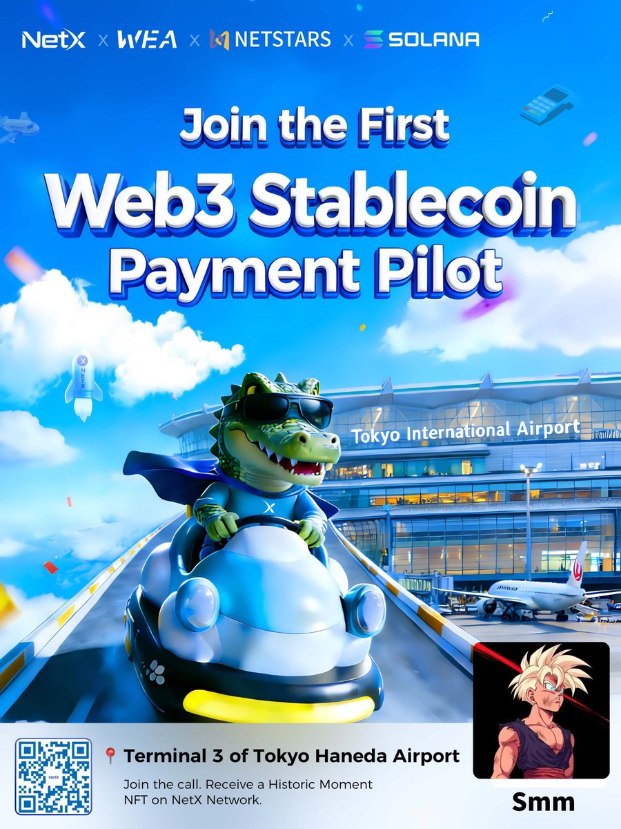 sergiomm83's tweet photo. 🔥Supporting an upcoming milestone for Web3 payments in Japan 🇯🇵
Looking forward to Japan’s first stablecoin payment pilot at Haneda Airport
Proud to support @netx_world, @Kouhou_NSS, @WEAJapan, and @solana
❤️See you in Japan
 #NETX #WEA #HanedaAirport #USDC #RWA #AI https://t.co/mybRBiTjum