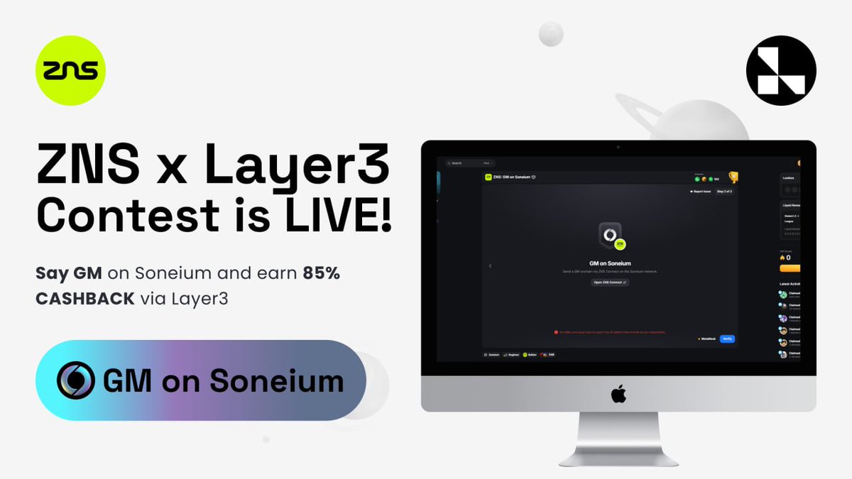 ZnsEco's tweet image. ⚡️ New Activation Live

ZNS quest is now active on @Soneium via @layer3 🔗
Complete on-chain actions, stack progress, and put your identity to work.

👉 Jump in on Layer3 now 🚀 app.layer3.xyz/activations/zn…

#ZNS #Soneium #Layer3 #Onchain #Web3Identity