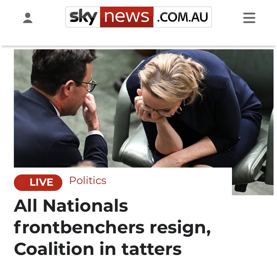 adamnicotera's tweet photo. “COALITION IN TATTERS!”
“ALL NATIONALS FRONTBENCHERS RESIGN”
#libsplit #natspilt #libspill #auspol https://t.co/fbZrdHsEg0