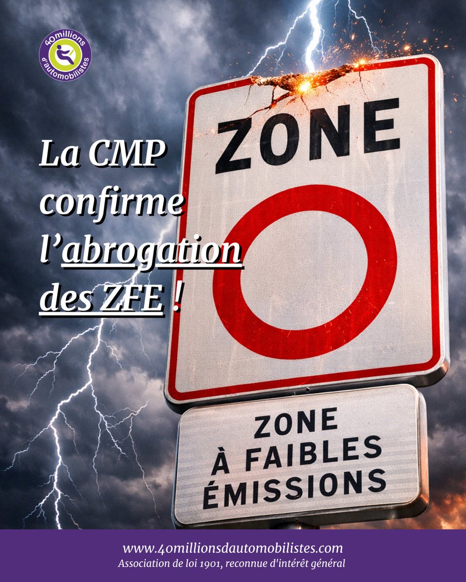 Notre parti <a href="/CNIP_FR/">CNIP</a> soutient depuis le début l'abrogation #ZFE . Enfin cette nouvelle nous donne espoir d'une victoire. Reste maintenant à #AssembleeNationale de poser les deniers clous du cercueil à cette vision purement idéologique