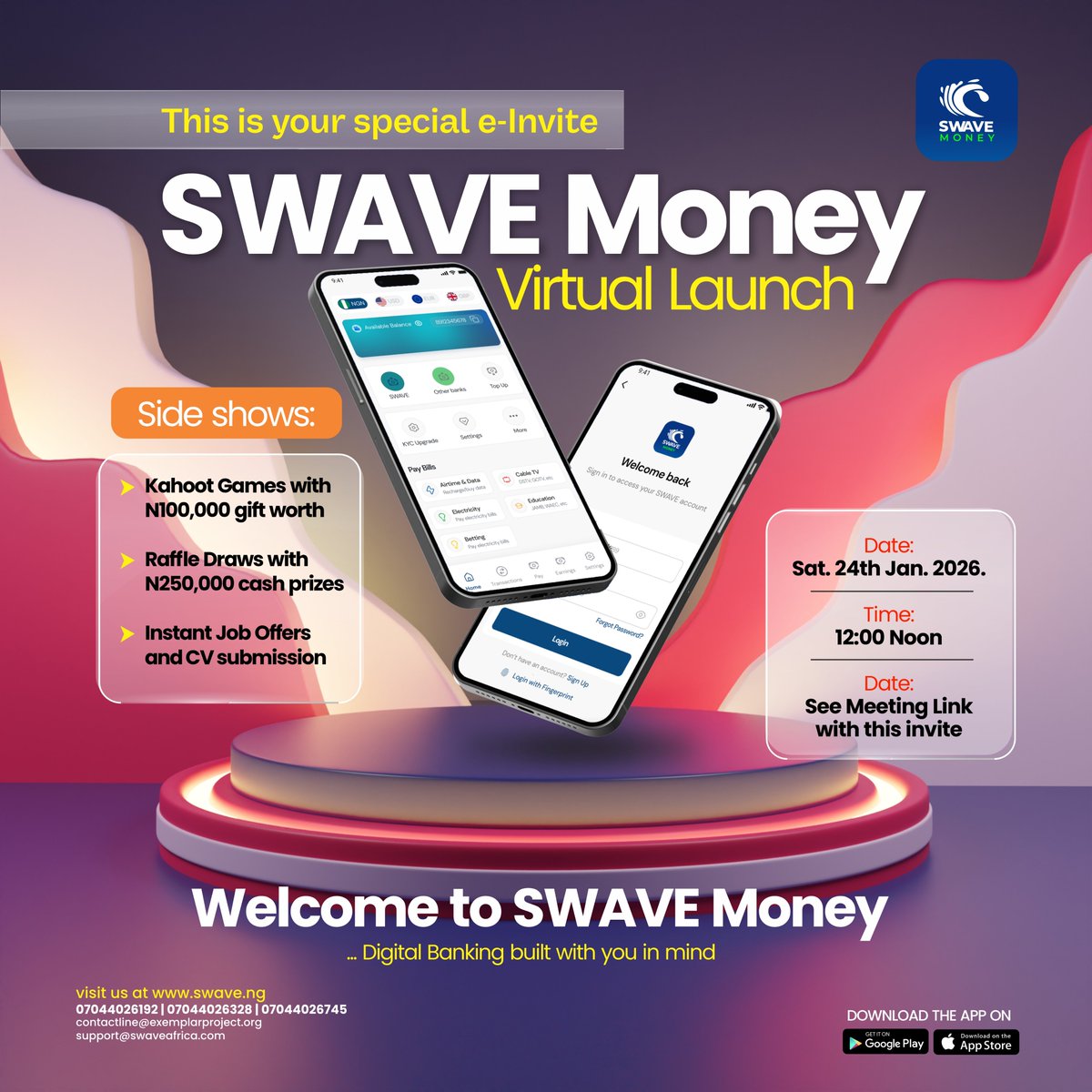 swavework's tweet photo. Something big is about to move. 💙💸

You’re officially invited to witness the future of payments as SWAVE Money goes live.

More rewards. More speed. More reasons to smile every time money moves.

🎮 Games. 🎁 Cash prizes. 💼 Opportunities.
And a first look at what we’ve been quietly building.

Save the date. Bring your curiosity.

Welcome to SWAVE Money.
Digital banking, built with you in mind. 🚀

Here is the Meeting Link, save it and stay ready 
https://t.co/RsfU8GuYVj

#swave #swavemoney