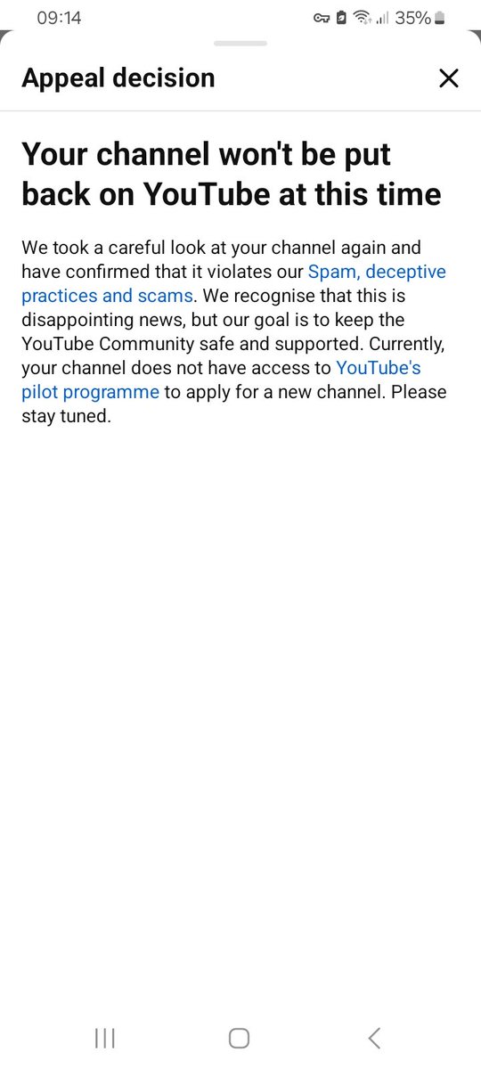Maria_Alexe's tweet photo. @TeamYouTube Hi! We appealed the decision, but this still appears in our YouTube Studio page, which makes us think the appeal hasn't gone through. Please help us talk to a person about this. We received our AdSense verification PIN today and we're running out of time to get verified. https://t.co/n3Kwjy2whV