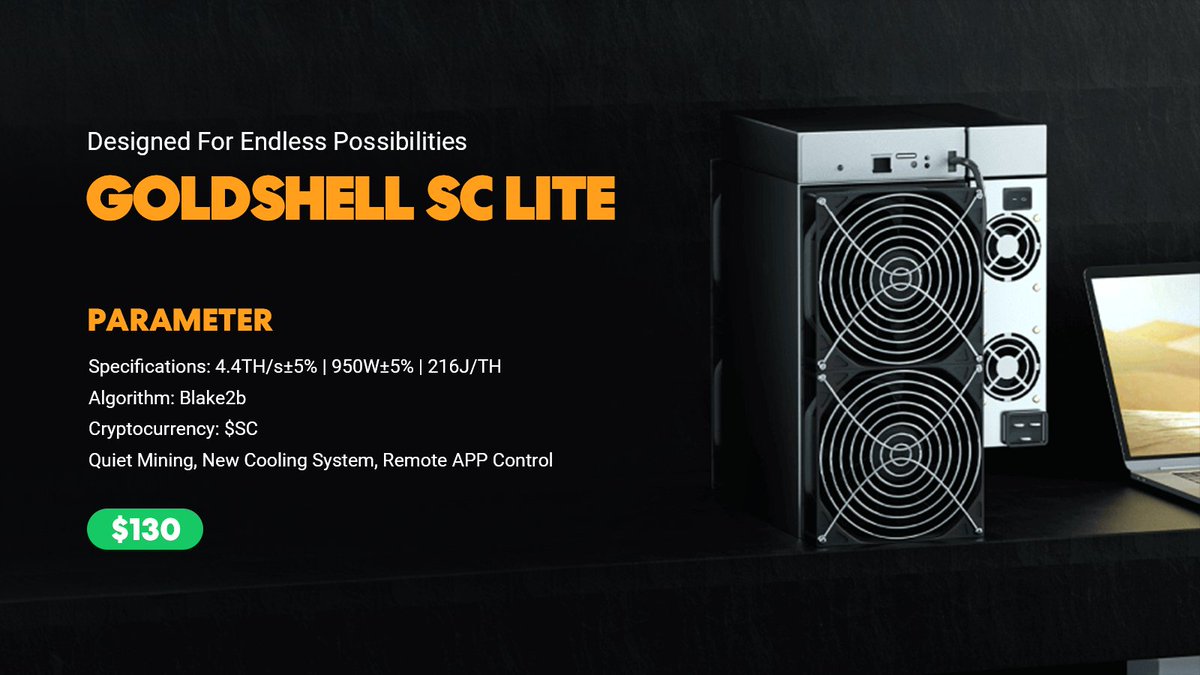 zc_miner's tweet photo. Looking for a budget $SC miner?
Goldshell SC Lite packs 4.4TH/s into a compact, quiet design with app control.
#Goldshell #SiaCoin #ASICMiner #Crypto https://t.co/W2oQ2Bf8Cl