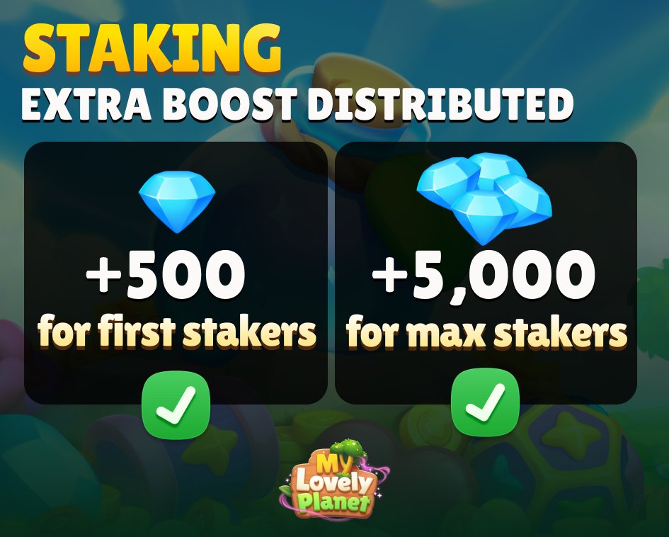 MyLovelyPlanet1's tweet image. GM👋💚

The rewards distribution for our Early Stakers and Max Stakers is officially underway! 🚀

Check your bag of 💎