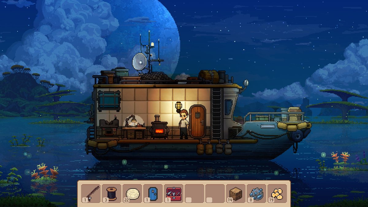 Indie_FreaksJP's tweet image. 【日本語対応】未知の惑星でのんびり釣りをするアドベンチャーゲーム『オリオン・ブルー』

自分で魚を釣り上げるのはもちろん、放置モードでも気軽に楽しめる
別の釣り場へ移動したり、町で個性豊かな住人たちと交流
漁船の内装をカスタマイズすることも可能だ
#IFPick

store.steampowered.com/app/4264000/_/