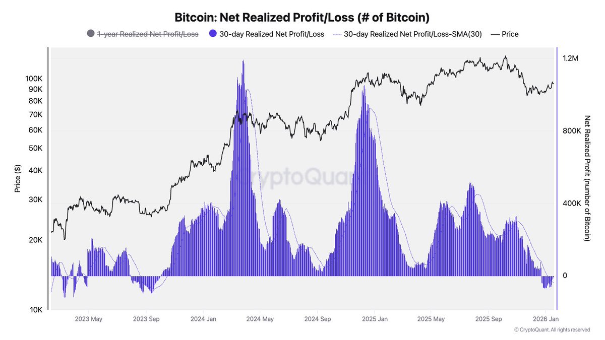 弱気📉】 ビットコイン保有者、過去30日間で純損失を計上。 - この期間の純損失は2023年以来初の事態。 $BTC #市場分析 #純損失