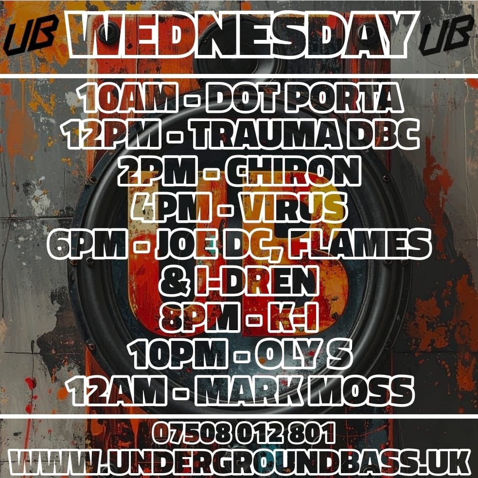 🔥 Wednesdays selectors 🔥

Undergroundbass.uk
Stream - Chatroom - Merchandise 

📲 Studio Line 0750 8012801