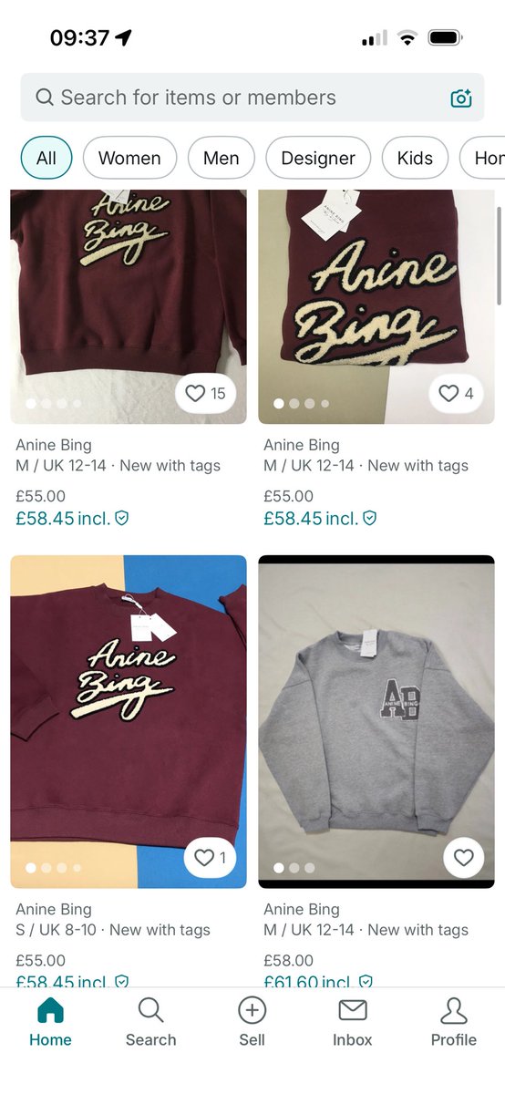 Mini_Rae's tweet image. Either @AnineBing has had a massive unsold stock clearance or there are a load of fakes doing the rounds on @vintedUK 🤔 How are there so many of the same jumper on sale BNWT for £55??
