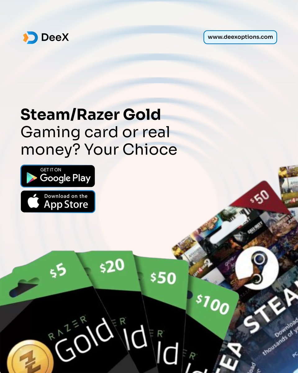 deexoptions's tweet image. Got unused Steam or Razer Gold cards?
Or Sephora and Nordstrom gift cards you don’t need right now? They’re all worth cash. 

Turn them into instant cash with DeeX - fast, smooth, no stress.

#GiftCards #InstantCash #CryptoNigeria