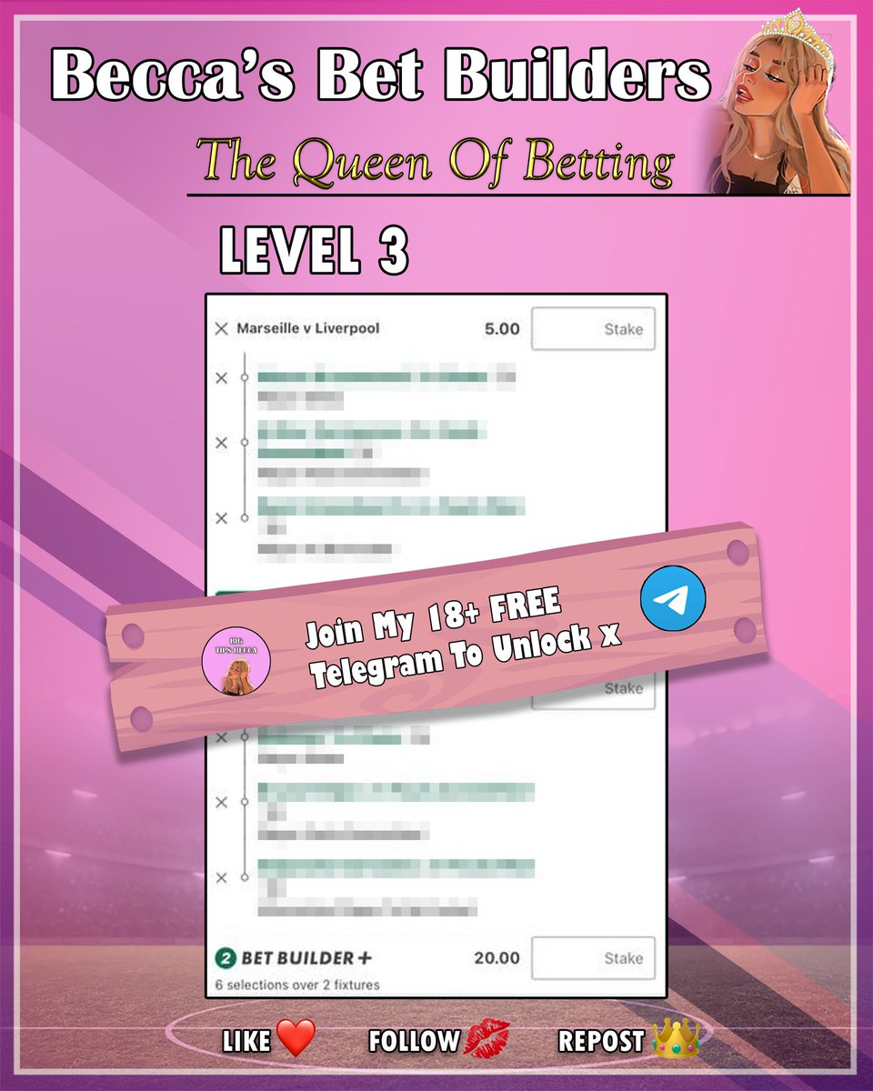 BigTipsBecca's tweet photo. INSANE RETURNS CHAMPIONS LEAGUE BET BUILDER LADDER😍

Level 1:  1.96🔐
Level 2:  6.17💕
Level 3:  20.00🔥
Becca’s Big Tip: 180.00🚀

IF MY BIG TIP LANDS I WILL GIVE AWAY £250 TO 2 OF YOU🤑

TO ENTER: 
Like ❤️
Repost🔀
Join My FREE Group: https://t.co/m7B8rvYOxo https://t.co/k5ZCbiGau9