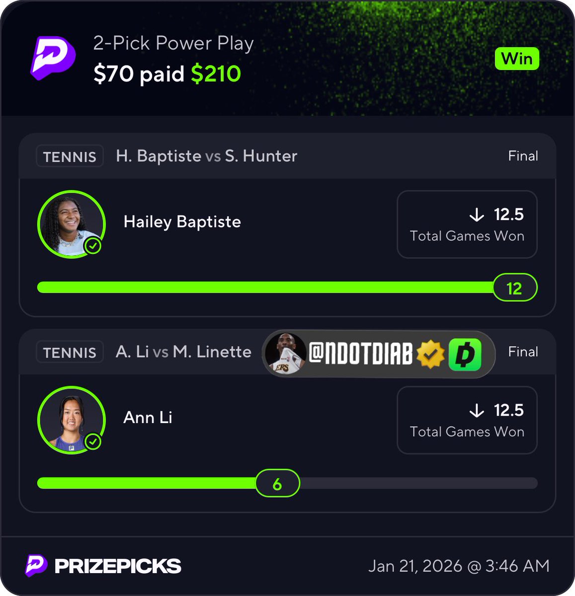 ndotdiab's tweet image. BANGGGG TENNIS SWEEP 🧹 10x ✅ 3x ✅ 

LIKE this for chance to win $$ gonna cash app some people later tonight 💸 

posted this banger FREE for twitter.. no excuse not to join the discord if you cashed! discounted link in comments below to join ⬇️ &amp;amp; lemme see those green slips 🤑