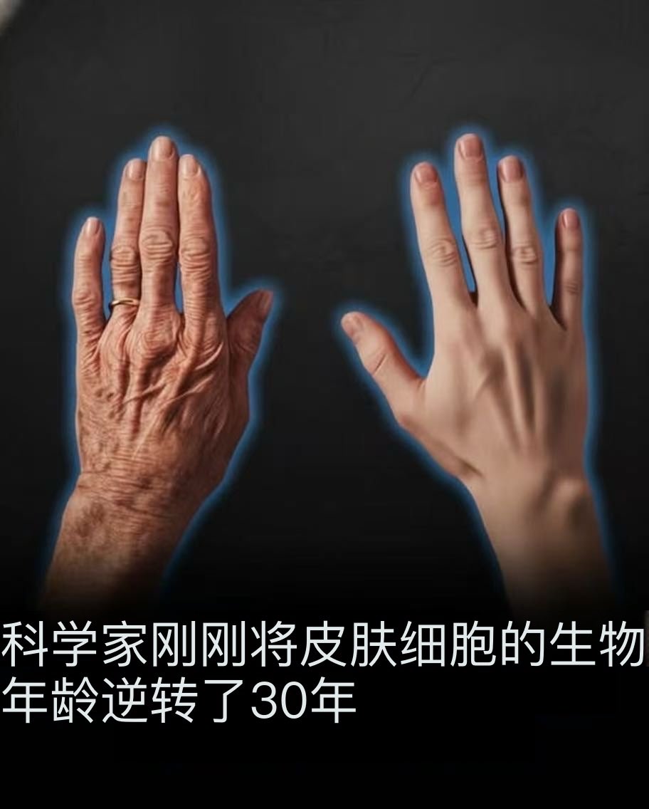 科学家们刚刚让50年前的皮肤细胞恢复到20岁时的状态。

剑桥巴布拉罕研究所的研究人员开发了一种突破性的方法，可以逆转人类皮肤细胞的生物衰老约 30 年，同时保持它们作为功能齐全的成人皮肤细胞的状态。