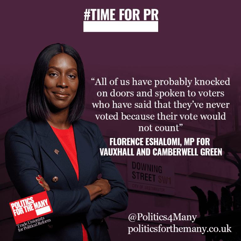 Politics4Many's tweet photo. If you're a political activist in ANY party - this is for you. It takes a lot of time and effort to get teams out on the doorstep but it must be realised that people not voting is not about apathy, it's because under First Past the Post, their vote may not count #TimeForPR https://t.co/15XF8SiNzj