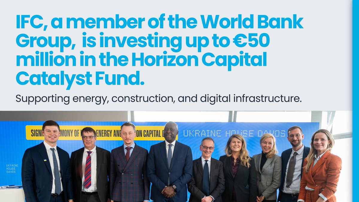 #Ukraine’s recovery depends on infrastructure that works.
<a href="/IFC_org/">IFC</a> is backing the Horizon Capital Catalyst Fund to help restore electricity, expand construction capacity, &amp; strengthen digital networks, supporting jobs &amp; economic activity when public resources are constrained.