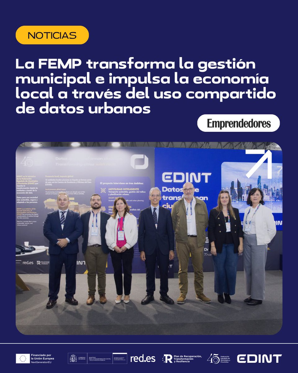 edint_femp's tweet photo. 🗞️ La economía del dato urbano ya es una realidad, y @Emprendedores se hace eco.

#EDINT es un nuevo proyecto estratégico para mejorar los servicios públicos, impulsar la innovación y fortalecer la economía local.

🔗 Lee la noticia completa 👇
https://t.co/SHxYUTOETM https://t.co/tK6X93ouEA