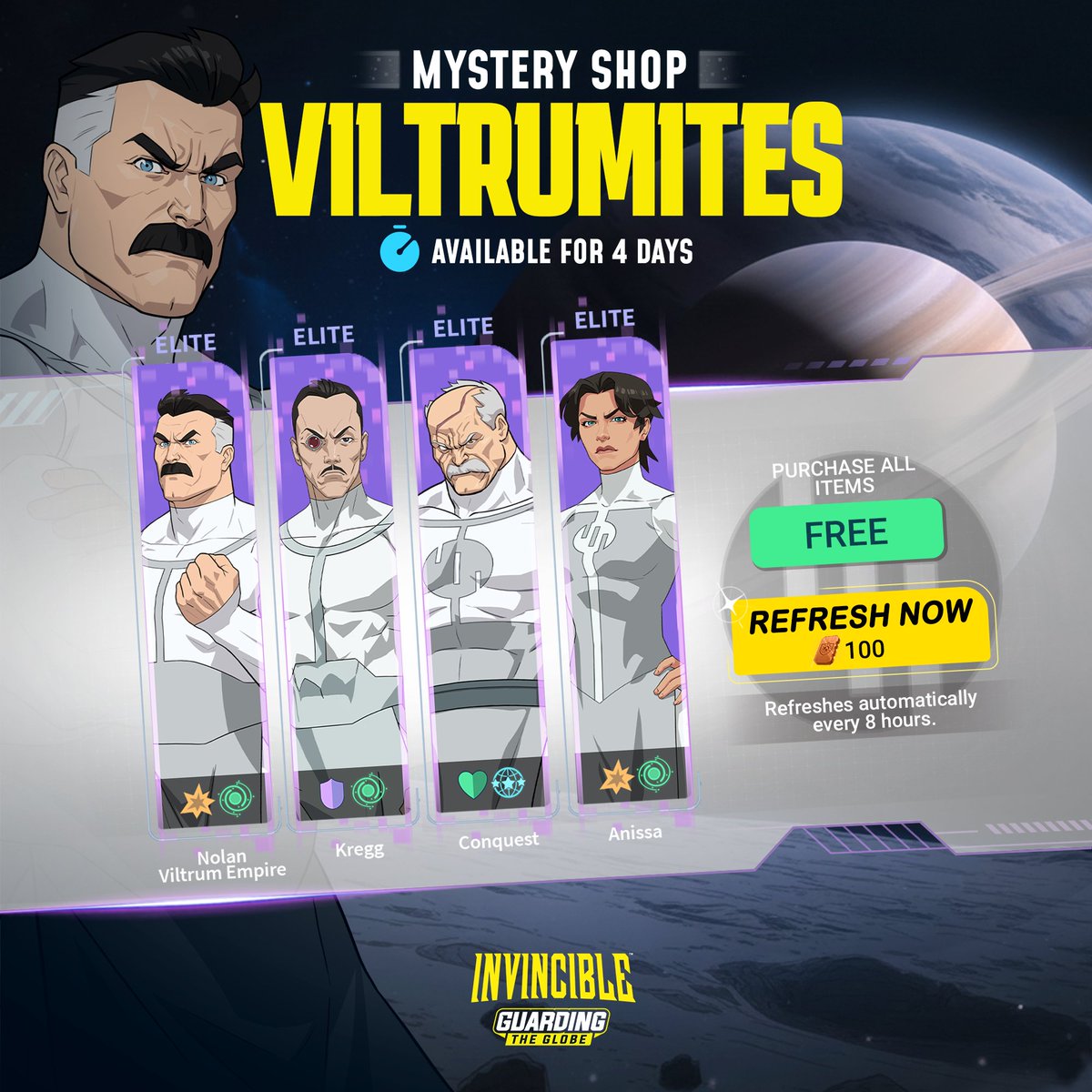 The Mystery Shop has been claimed by the Viltrum Empire!

Choose carefully. The Empire does not tolerate hesitation.

#GuardingTheGlobe