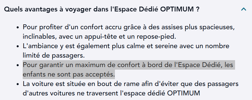 La <a href="/SNCFVoyageurs/">SNCF Voyageurs</a> se convertit au #nokids

J'ai reçu leur promo pour la nouvelle classe Optimum

Les enfants y sont interdits au nom du sacro-saint confort 😤

Preuve que la dénatalité est aussi culturelle, elle raréfie les enfants jusqu'à nous rendre intolérants à leur présence.