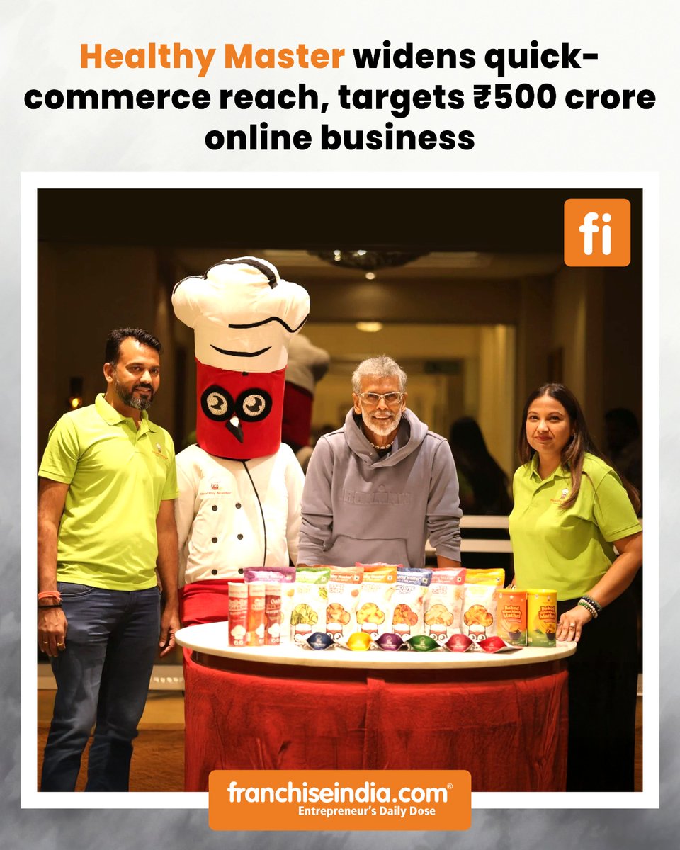FranchiseIndia's tweet image. Healthy Master widens quick-commerce reach, targets ₹500 crore online business

#HealthyMaster #QuickCommerce #HealthySnacking #D2CBrands #IndianFoodStartups