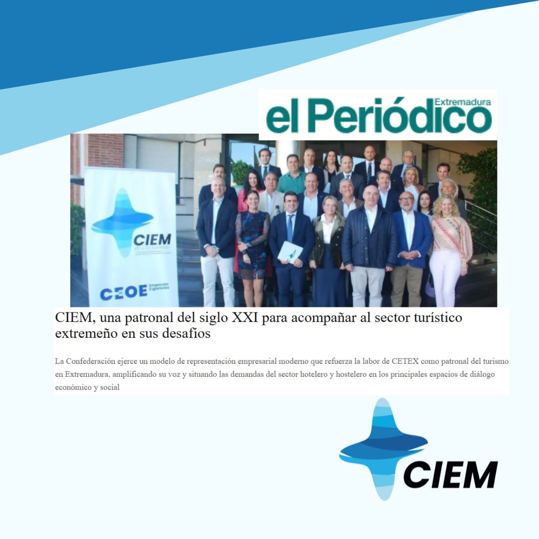 CIEM está al lado del sector turístico de Extremadura, con una visión transversal y capacidad real de influencia en los espacios donde se toman decisiones

Este año estaremos de nuevo en #FITUR2026 🧳dando nuestro respaldo a los profesionales extremeños

➡️elperiodicoextremadura.com/fitur/2026/01/…