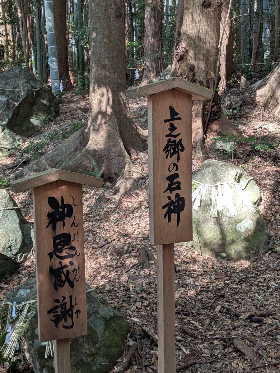 『上之郷の石神』さん。

道中350mほど歩く😅
もう午前中から歩いているし、無理とは言いませんよ😆

本音を見抜かれたのか
地元のおばぁさんに
「お石さんにおまいりかのう?良いとこじゃて」と
声かけられて😄

はいと軽やかに返事して
到着しました😁

きっと神さんだわね！