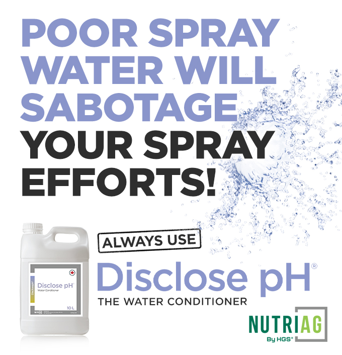 Ever wonder how much your spray water works against you? A lot.

Hard, high-pH water can cause fertilizer incompatibilities before the spray hits crop. Plan for spray season with Disclose pH®, a water conditioner that reduces pH, ties up Ca &amp; Mg, &amp; helps keep your sprays working