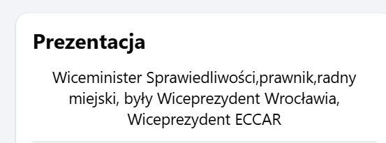 Był w rządzie 2 miesiące. Ale od 17 nie zmienił opisu ;)
I jeszcze to zdjęcie, które źle się zestarzało.