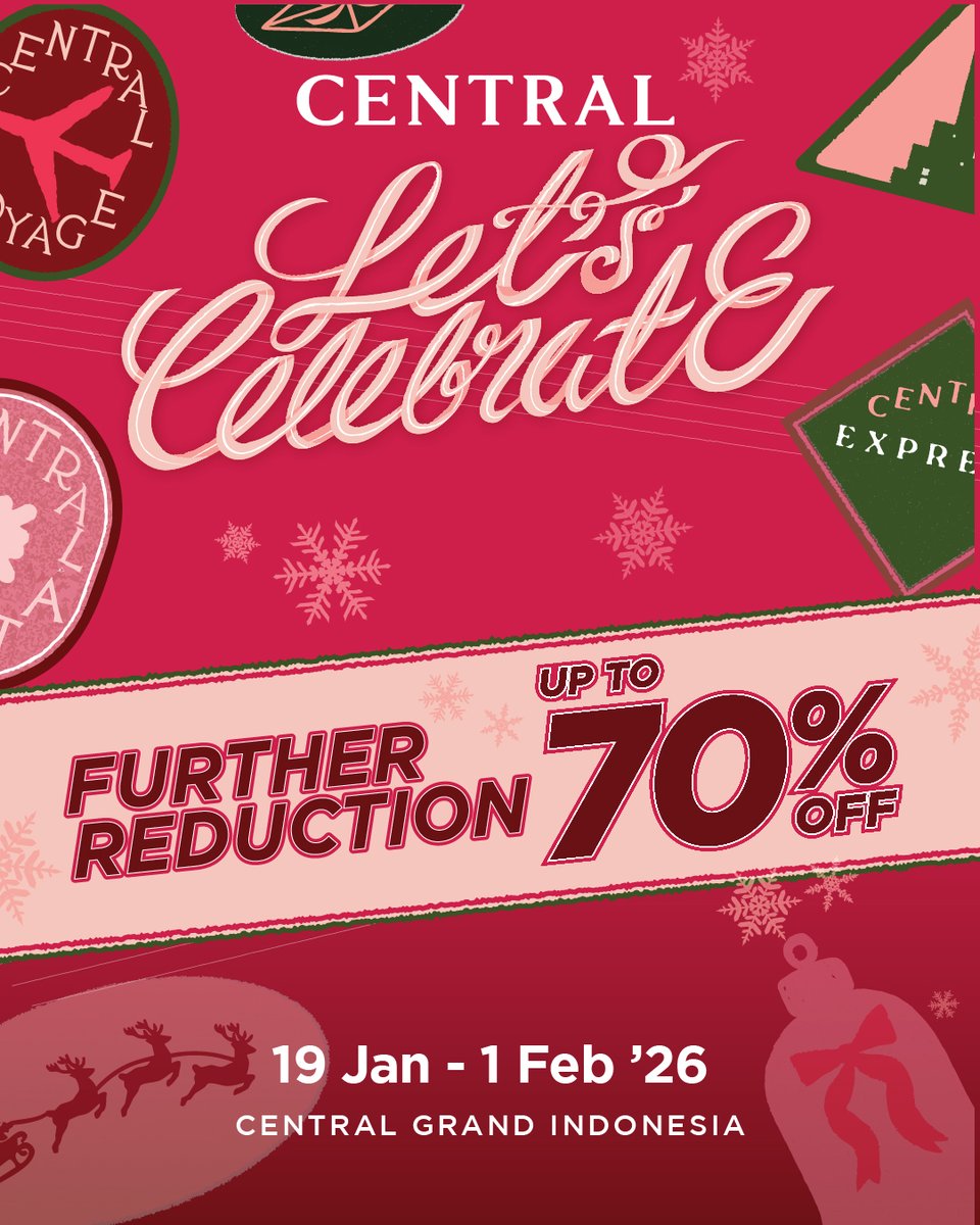 Let’s Celebrate Further Reduction!✨

More reasons to shop—enjoy additional savings up to 70% OFF on selected collections.

Don’t miss out only at Central Grand Indonesia👀🛍️

#CentralDepartmentStore #EndofSeason #Sale