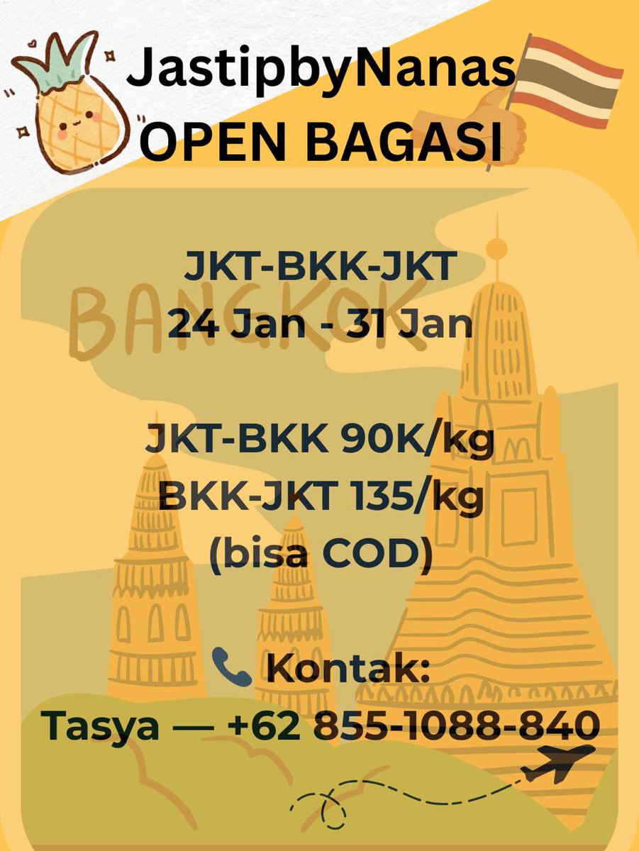 cicisilvia's tweet photo. Buat yg mau bawa barang dari Indo ke BKK bisa yaa titip lewat https://t.co/mEZ1Z6F10l
Live tiktok JastipbyNanas https://t.co/xbmKcU1jZV
