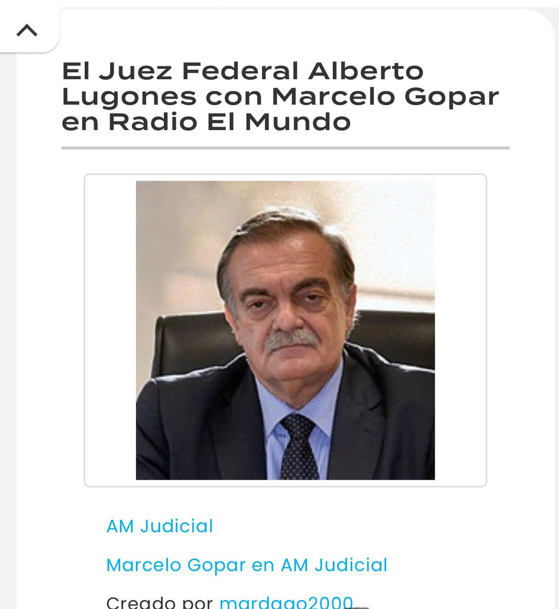 Este es el juez Lugones que obtura el curso de la investigación de la AFA y permite que la impunidad asome en cabeza del secanucas de Chiqui Tapia? 
Vamos a dejar que más de esta runfla de delincuentes pase por la vida sin pagar por lo que hicieron y quedándose con el producto de