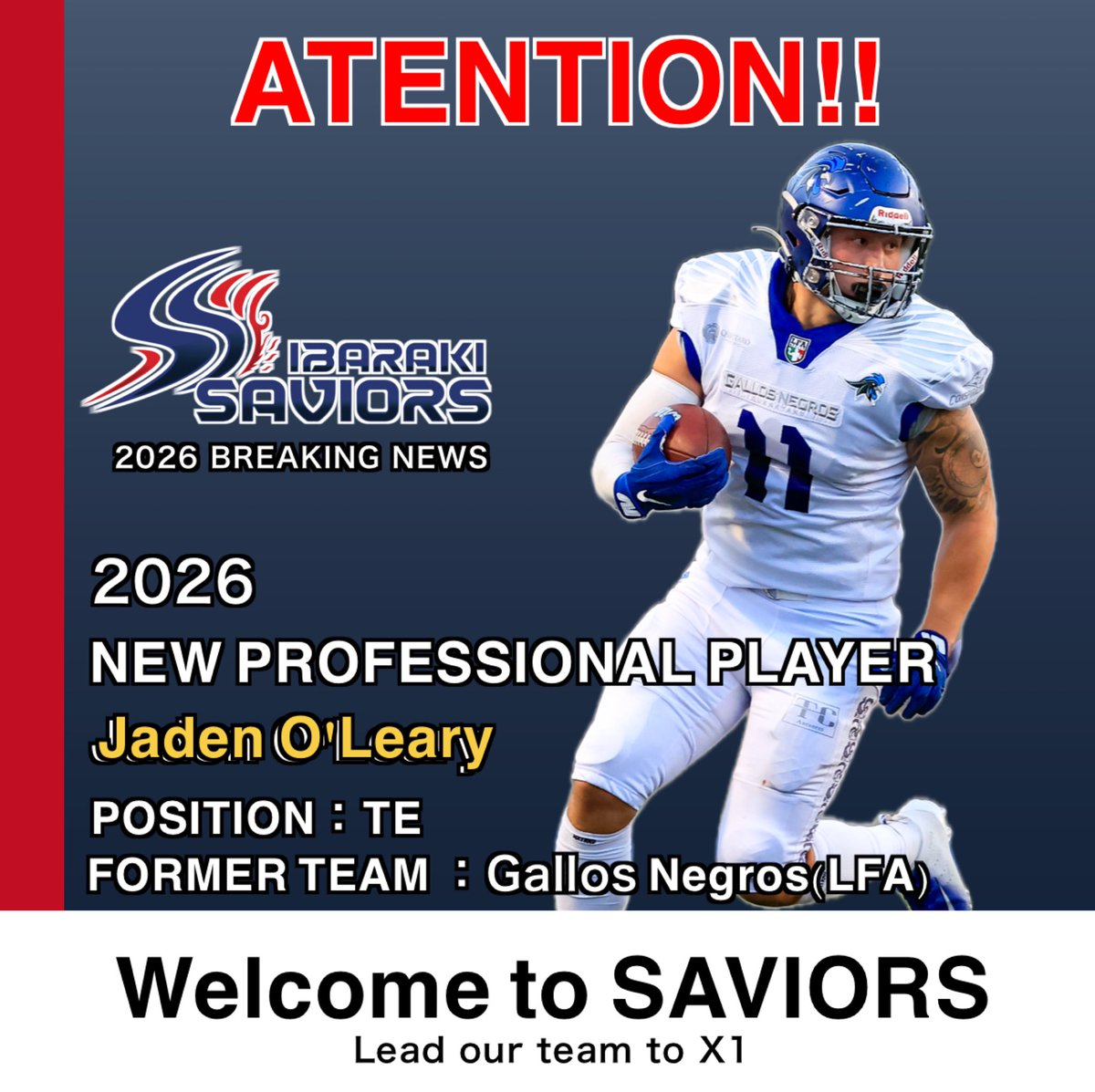 【新加入のお知らせ】

3人目のプロ選手と契約が合意に至りました。

茨城セイバーズのX1昇格を手助けしてくれる存在となることを期待します。

どうぞ宜しくお願いいたします。

instagram.com/p/DTxPR0Lk-FR/…