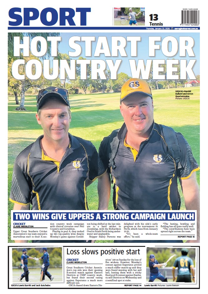 The back page of tomorrow's Narrogin Observer 🗞️