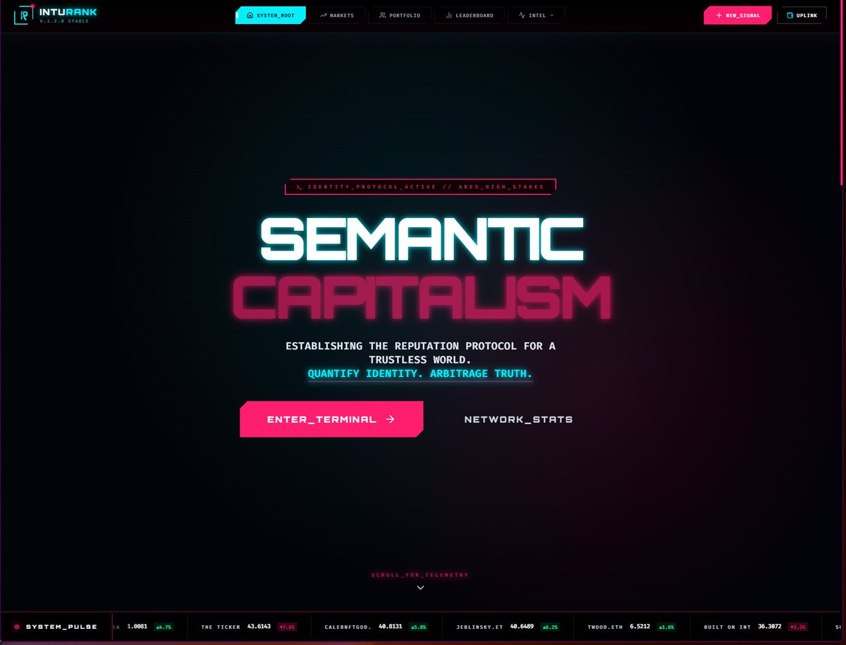 sentinel_dapper's tweet image. The graph is screaming, but most people are still reading it in black and white. 👁️

For the last few weeks, I’ve been deep in the architecture of IntuRank. Not just "building an app," but engineering a lens.
In the @0xIntuition ecosystem, data is the new oil; but raw data is…