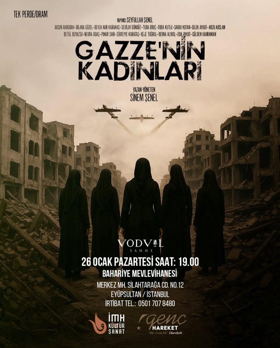 Vodvil sahnenin sunduğu “GAZZE’NİN KADINLARI” oyunu sizlerle…
(Hayır Çarşısı düzenlenecektir,geliri Gazze’ye gönderilecektir .)
.
.
.
#GazzeyiUnutma #Filsitin #GazzeİcinHareketeGec #İstanbul #tiyatro #vodvil #gençhareketağrı #imhağrı