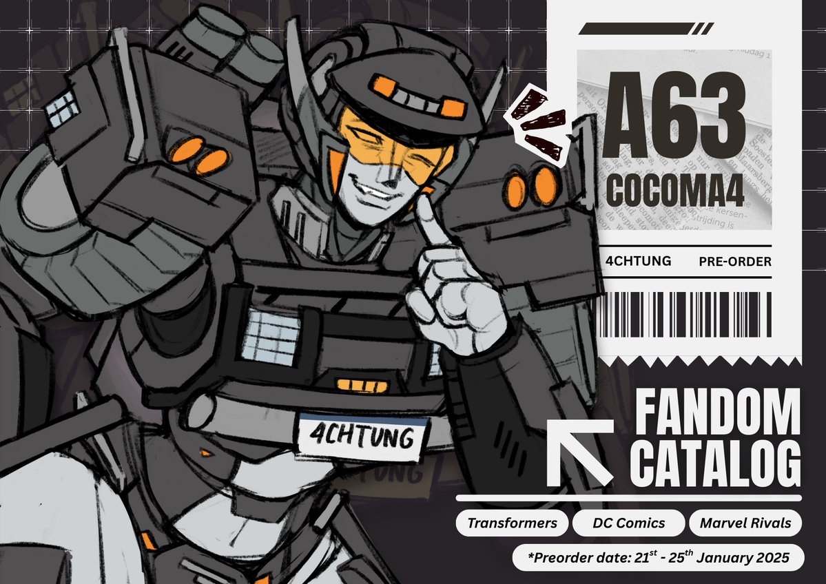 Hello! I'll be boothing at Cocoma4 at A63 with @tatonary on 14th Febuary 2026 🍫🖤

Heres my catalog alongside my pre-order link (at the end of the slide via QR). The batch closes on 25th January 2026 on 16:00 WIB 🫶!!

🔗 forms.gle/5uFwjEUrHDDjWn…
(Check threads for catalog)