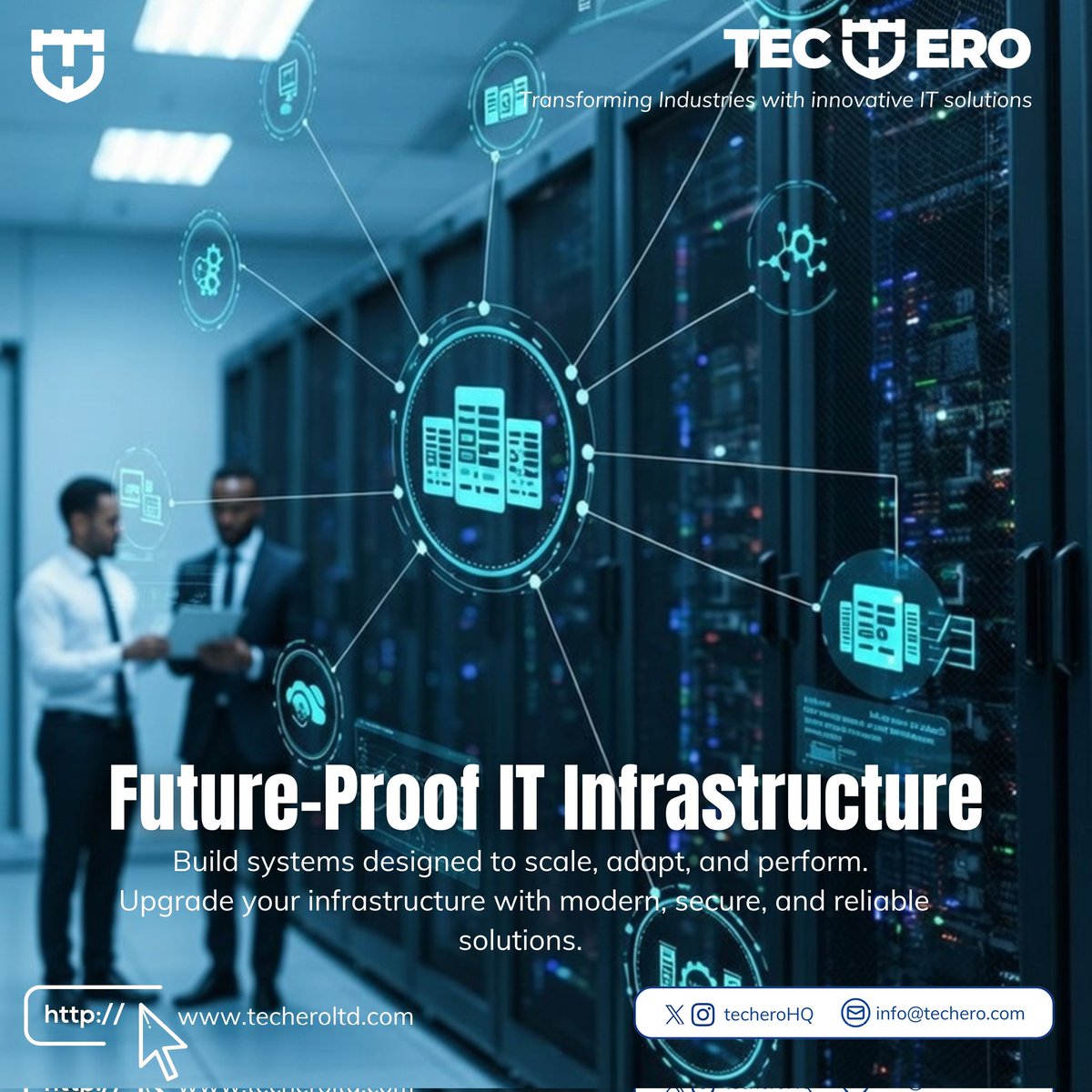 techeroHQ's tweet photo. Outdated infrastructure slows performance, increases downtime, and makes scaling expensive. Many organizations keep patching systems that were never designed for today’s security, data, and growth demands.

Modern infrastructure built for flexibility, security, and scale. Techero helps organizations upgrade seamlessly without disrupting operations.

Improved reliability, stronger security, lower long-term costs, and systems ready for what’s next.

Now is the time to future-proof your IT foundation.

#ITInfrastructure #DigitalTransformation #EnterpriseIT #FutureReady #Techero #BusinessContinuity #ScalableSystems #CloudAndInfrastructure