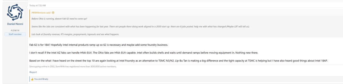 $INTC

"I have heard on the street the top 10 are again looking at Intel Foundry as an alternative to TSMC N3/N2"

"Lip-Bu Tan is making a big difference and the tight capacity at TSMC is  helping but I have also heard good things about Intel 18AP."

semiwiki.com/forum/threads/…