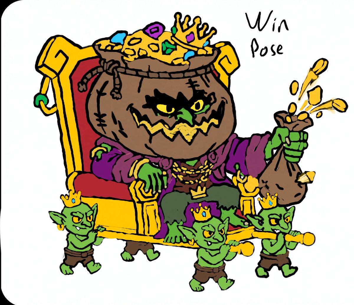 Goblın Loot Lord GRIFF (clash royale brawl stars fusion hypercharge skin) I will share other effects in a separate tweet due to the visual limit. Someone he kills turns into a pitiful statue right there, I would normally write noob on the statue, but I didn't write it because it