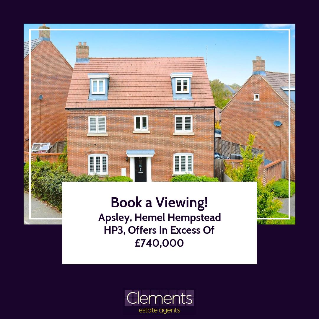 ✨ Book a viewing!

For Sale 5 Bed House - Detached Offers In Excess Of £740,000
Apsley, Hemel Hempstead HP3

psh.pt/qlfjb7xk

Get in touch today!
☎️ 01442 214151
📧 sales@clementsestateagents.co.uk
📧 lettings@clementsestateagents.co.uk