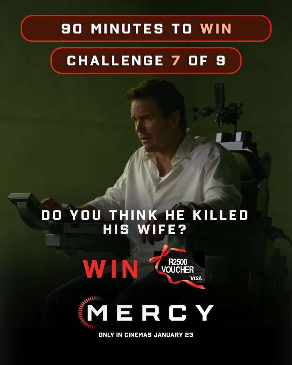 SonyMoviesSA's tweet image. Challenge 7 of 9 is ready! 

Watch the trailer and tell us what your think, did Dep. Chris Raven kill his wife? 

Tell us in 90 minutes and stand a chance to WIN a Cash Voucher worth R2500! 🤑

Watch trailer here: youtube.com/watch?v=sL9V7Y… 

#MercyMovie in cinemas 23 January.…