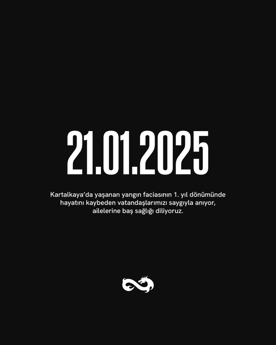 Kartalkaya’da yaşanan yangın faciasının 1. yıl dönümünde hayatını kaybeden vatandaşlarımızı saygıyla anıyor, ailelerine baş sağlığı diliyoruz.