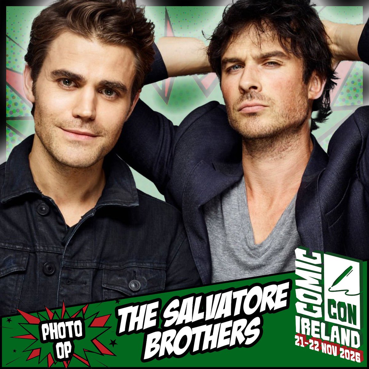 It’s official…THE SALVATORES ARE COMING TO <a href="/comconireland_/">Comic Con Ireland</a> !! 😍

We’re super excited to welcome Ian and Paul this November so be sure to grab your tickets for this iconic vampire duo!

Tickets available at comconireland.com