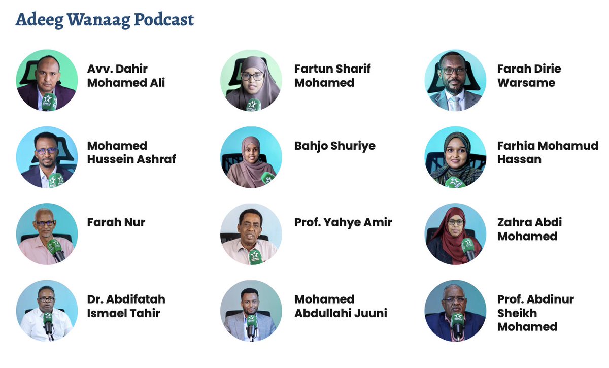 <a href="/hodansomali/">Hodan Ali</a> This is also the list of guests of our Adeeg Wanaag Podcast. Women did not feature our Maamul Wanaag Podcast in 2025 does not mean we did not invite them. Check the guest of previous years. Also check the female percentage of <a href="/somalipubagenda/">Somali Public Agenda (SPA)</a> team.