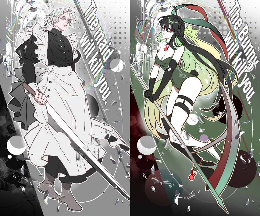 [♥rt 한분 해당 타입 그려드립니다;)]
1인 63000원
>날 죽이러 온 메이드!/바니! 타입입니다:) 

오마카세 바니/메이드 복과 함께 상대를 죽일 무기를 쥐여줘요( 의지의 차이에 따라 살벌함의 정도가 달라집니다!)

이번 기회에 상대방을 협박해보세요:)b