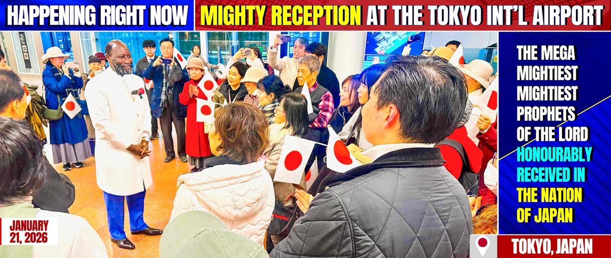 RepentHoliness's tweet photo. MIGHTY RECEPTION OF THE MEGA PROPHET OF THE LORD, PROPHET DR. OWUOR AT THE TOKYO INTERNATIONAL AIRPORT.

HE GOSPEL MUST BE PREACHED TO THE ENDS OF THE EARTH, THE MESSIAH IS COMING. 

Matthew 24:14

#EndTimeRevival
#BibleProphecyFulfilled
#KenyaRevival https://t.co/SI7WPhhWIf