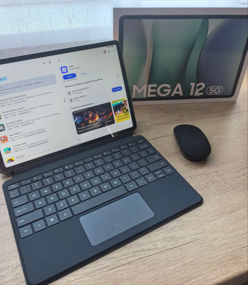 BlackviewPhone's tweet photo. Desk setup? Done. 💼
#Blackview #MEGA12 turns into a mini workstation right out of the box—with a free stylus pen, magcover keyboard, wireless mouse, earphones, and tempered glass film, all included.
Work mode, activated. ✔️
Explore more: https://t.co/Szj4ZCGyIw https://t.co/sjmbL6npqz