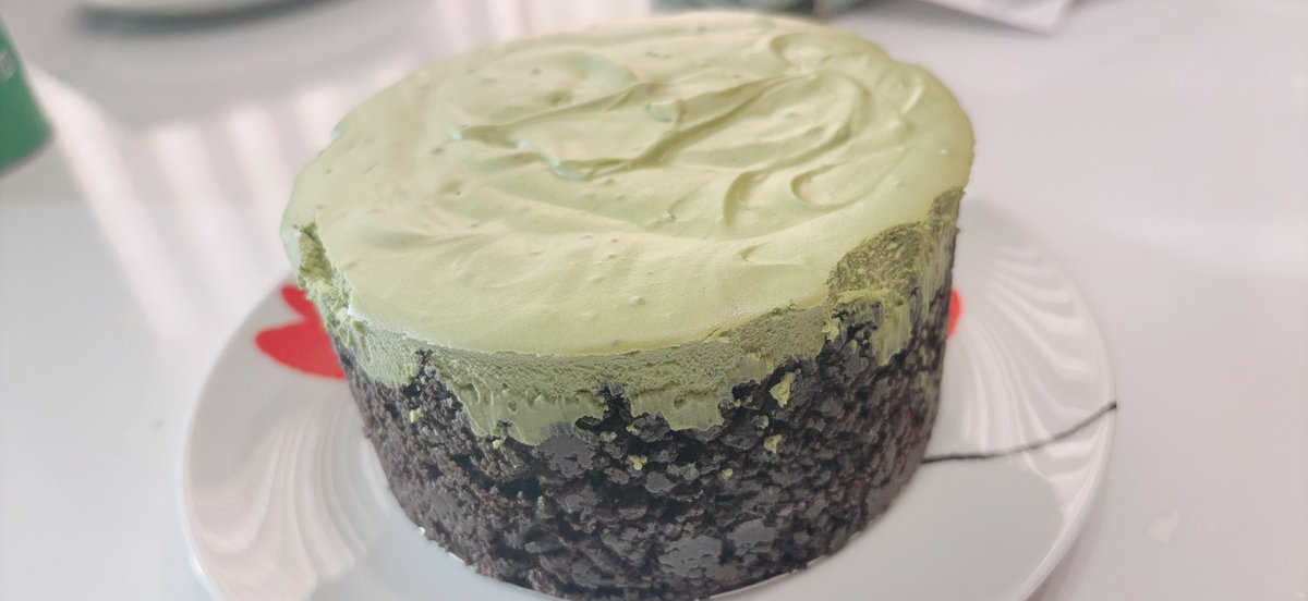 TABoALICE's tweet photo. 抹茶ムースケーキ作った！！ https://t.co/uvDFTf4pUJ